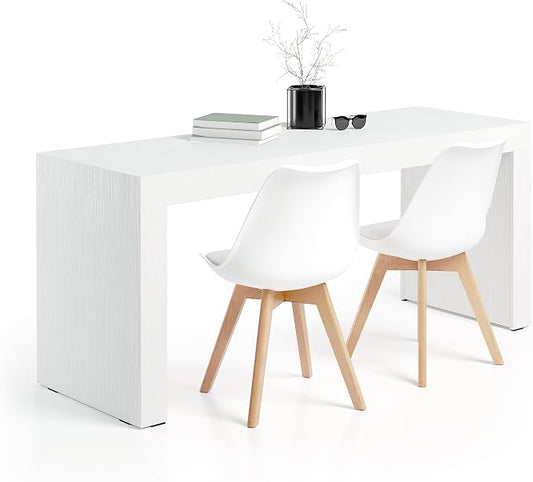 Mobili Fiver, Evolution Desk 70.9 x 23.6 in, Ashwood White with Two Legs, Made in Italy