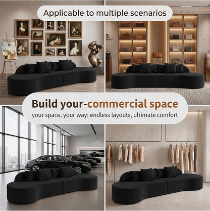 Oversized Modern Curved Cloud Couch Sectional, Boneless Compression Sofa, Modular Sectional Couches, High Density Foam Deep seat Couch with Pillows, Corduroy Sofa for Living Room Office