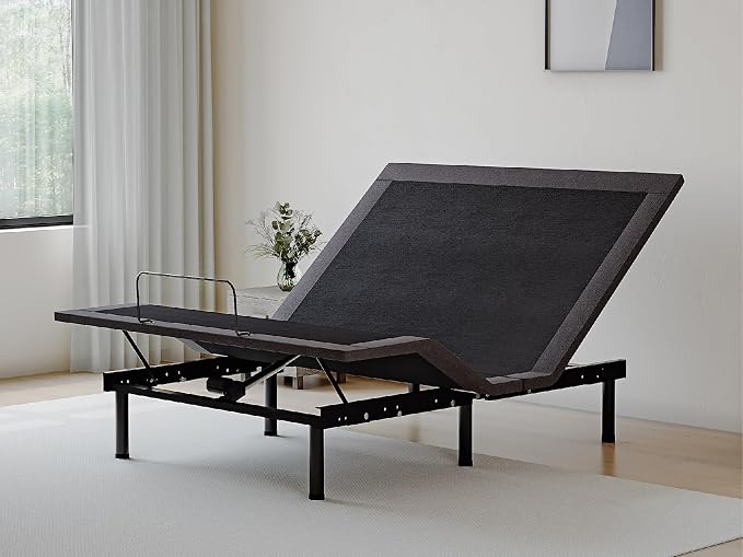 Dyonery Queen Adjustable Bed Base Frame,Electric Bed with Head and Foot Incline,Soft Cover & Zero Gravity & Wireless Remote with Backlight, 80"×60"×12",Black