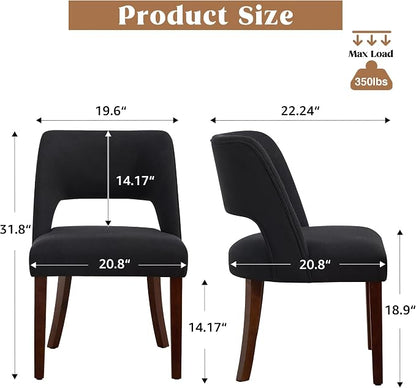 Dining Chair Set of 8,Modern Dining Room Chairs with Thick Cushions,Upholstered Linen Fabric Kitchen Chairs for Kitchen Dining Room Black