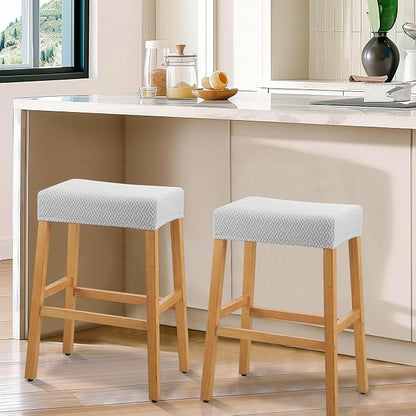 YISUN Stool Covers Rectangle - 2 Pack Stretch Waterproof Saddle Seat Cover Counter Bar Stools Bar Chairs Covers Kitchen Island Chairs Cushion Protector