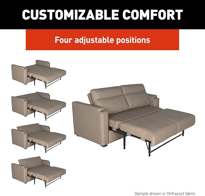 THOMAS PAYNE Signature Heritage Series 68" Dellmead RV Clickback Sleeper Sofa with Automatic, Adjustable Fold-Out Legs, Four Reclining Positions, Easy Transition - 2024044228