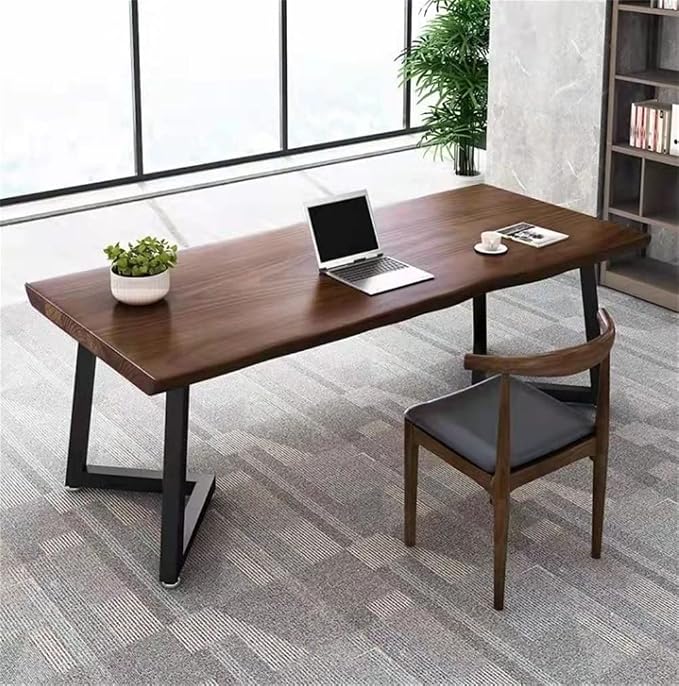 LAKIQ Solid Wood Home Office Writing Desk Industrial Rectangular Dining Table Farmhouse Home Working Table Desktop Computer Desk Home Writing Table-Table Only(70.9" L x 31.5" W x 29.5" H)