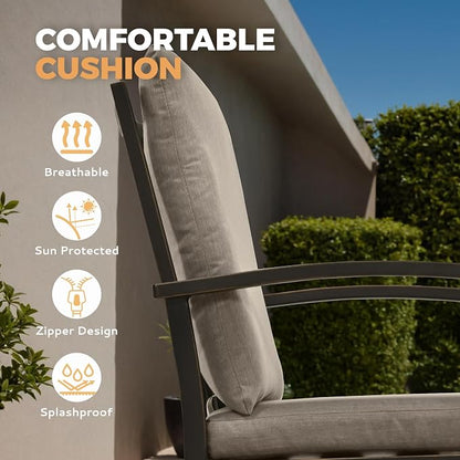 HAPPATIO Aluminum 9 Piece Patio Dining Set, Outdoor Swivel Dining Chairs and Dining Table, Aluminum Outdoor Dining Set for 8, Patio Dining Furniture with Washable Cushions (Black)