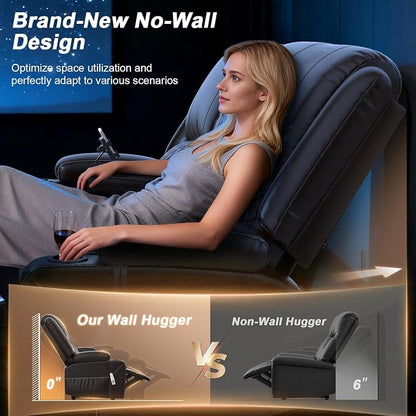 Upgraded Power Loveseat Reclining Couch, Reclining Loveseat Sofa RV Couch with Removable Armrest and Remote Control, Velvet Wall Hugger Home Theater Seating with 2-Tier Cushions, Storage (PU,Brown)