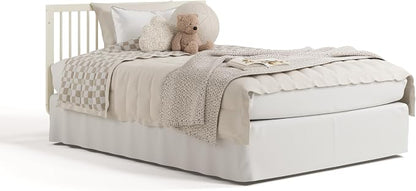 Storkcraft Santorini 5-in-1 Convertible Crib with Toddler Guardrail – GREENGUARD Gold Certified, Conversion Kit Included, 100% Solid Wood, Fits Standard Crib Mattress (Frosted Oat and Driftwood)