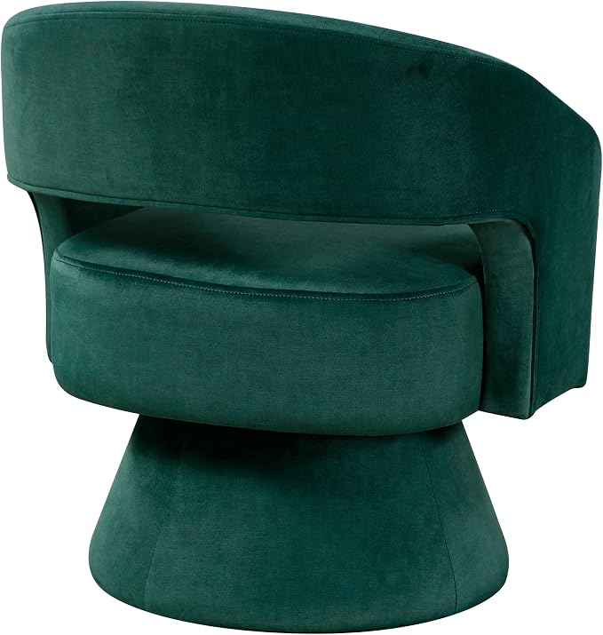 Lexicon 360 Degree Swivel Accent Chair, Modern Comfy Velvet Round Barrel Chair, Open Back, Plush Foam Cushions, Metal Swivel Base for Living Room/Bedroom/Office/Small Spaces, Green