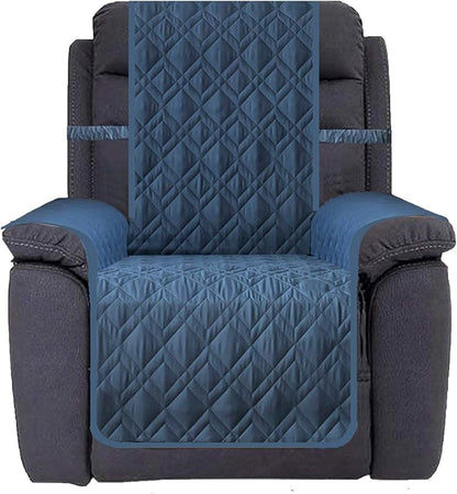 Ameritex Waterproof Nonslip Recliner Cover Stay in Place, Dog Chair Cover Furniture Protector, Ideal Recliner Slipcovers for Pets and Kids (Blue, 23")