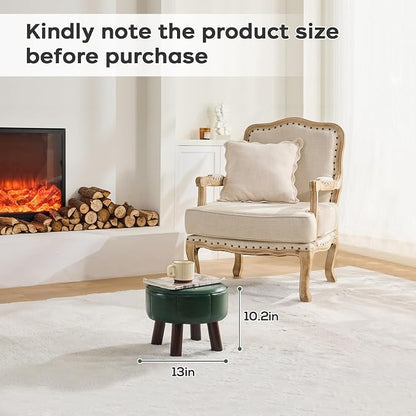 oakvivo 13in Small Foot Stool Ottoman, Round Faux Leather Foot Rest for Couch, Under Desk Pouf Footstool Footrest with Non-Skid Rubber Legs for Ling Room, Bedroom, 13''L x 13''W x 10.2''H, Green