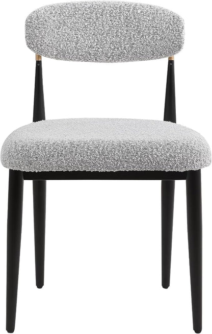 Morden Fort Modern Dining Table Set for 4, 70" Kitchen Table with Marble Rectangle Top and Black Fluted Base, 4 Boucle Upholstered Chairs for Dining Room, Restaurant and Reception