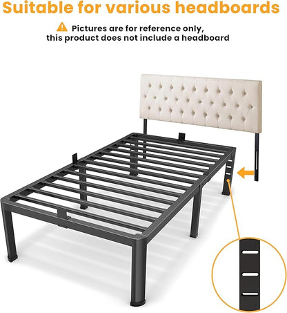 Superay 18 Inch Twin Size Metal Platform Bed Frame with Round Corners, Storage Space Under High Bed Frame-Heavy Duty Steel Slats Support, Noise Free - Easy Assembly - No Box Spring Needed