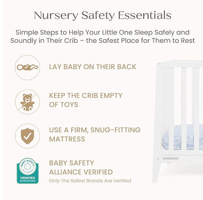 Delta Children Lulu 5-in-1 Convertible Crib, Converts to Toddler Bed, Daybed, Sofa & Full-Size Bed, Greenguard Gold Certified, Fits Standard Crib Mattress, 3 Mattress Heights for Baby,Bianca White