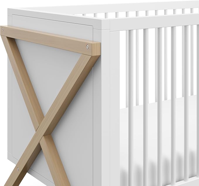 Storkcraft Equinox 3-in-1 Convertible Crib – GREENGUARD Gold Certified, Fits Standard Crib Mattress, Converts to Toddler Bed and Daybed, 4 Adjustable Mattress Heights (White and Driftwood)