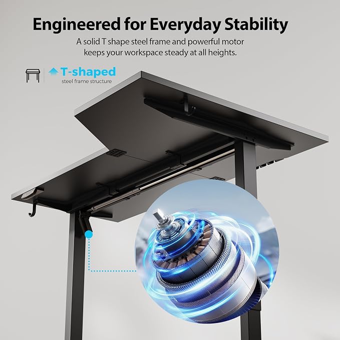 Agilestic Electric Standing Desk, Height Adjustable Desk, 59 x 35 Inch Sit Stand up for Work Office Home, L Shaped Ergonomic Rising Computer Table with Memory Preset, Black