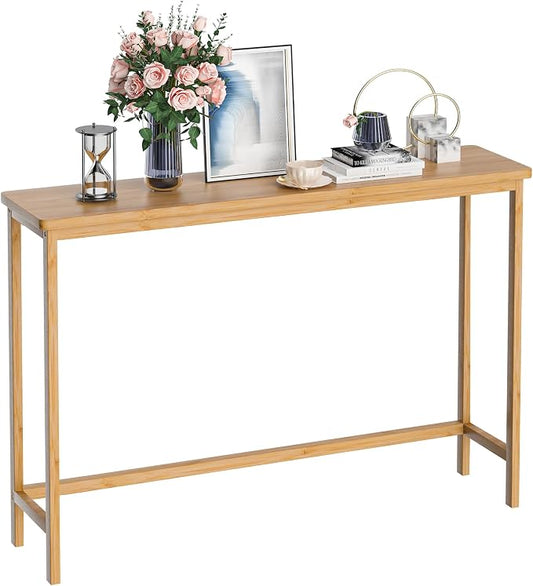 VASMIA Console Table, Entryway Table, Narrow Sofa Table, 39" Bamboo Hallway Table for Entryway, Living Room, Bedroom, Foyer, Natural