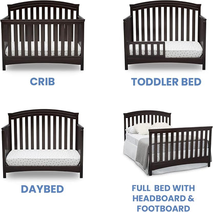 Delta Children Emerson 4-in-1 Convertible Crib - Greenguard Gold Certified, Dark Chocolate