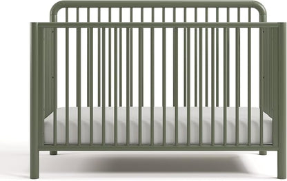 Storkcraft Porto 5-in-1 Convertible Crib with Toddler Guardrail & Storkcraft 6-Inch Grow-with Me Premium Waterproof Dual-Sided Baby Crib & Toddler Bed Mattress (Olive) – GREENGUARD Gold Certified