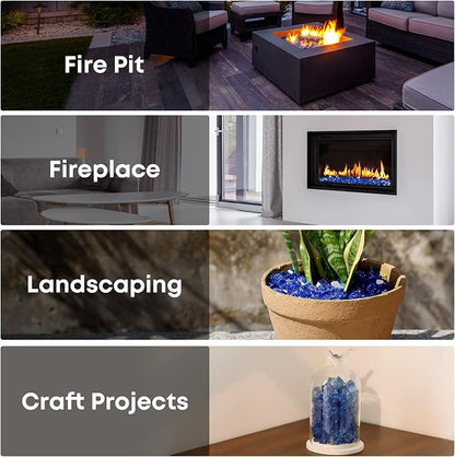 Stanbroil 10-Pound Fire Glass - 1/2 inch Reflective Tempered Fire Glass for Fireplace Fire Pit, Cobalt Blue Reflective