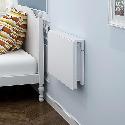 MM MELISEN Wall Mounted Folding Table, 80x60cm, White, Space-Saving Design
