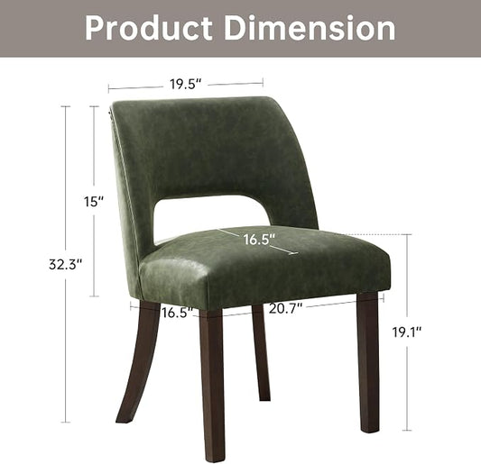 VKNOW Modern Dining Chairs Set of 6 with Rubberwood Legs, Green | Faux Leather, Curved Back, For family, Kitchen Dining Room Restaurant Reception Room, No wobble, 80% pre-installed