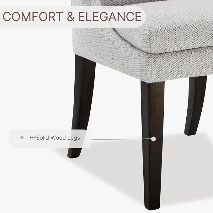 KISLOT Upholstered Dining Chairs Modern Sidechair Performance Fabric High Back Armlesschair for Diningroom Kitchen,Linen,Set of 2(1 Box)
