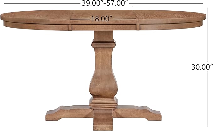 Christopher Knight Home Tokin Extendable Dining Room Table for 6, Wooden Round Expandable Kitchen Table, Vintage Oval Dining Table for Dining Room Kitchen, Walnut