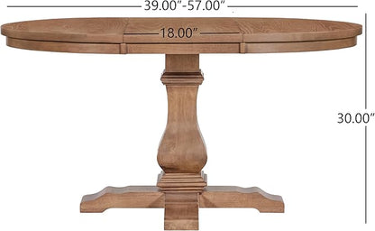 Christopher Knight Home Tokin Extendable Dining Room Table for 6, Wooden Round Expandable Kitchen Table, Vintage Oval Dining Table for Dining Room Kitchen, Walnut