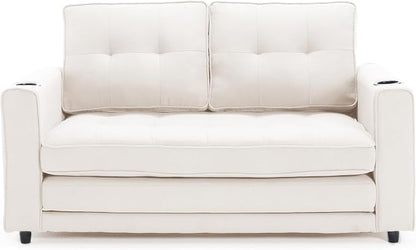 ERYE Foldable Loveseat Sofa Convertible Pull Out Sleeper Sofabed,2 Seat Tufted Upholstered Sofa Modern Convertible Sleeper Couch Bed with Cupholders and Side Pockets