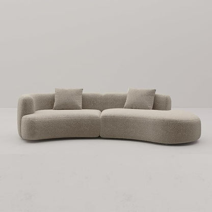 Acanva Formia Boucle Curved Sectional Couch for Living Room | Modular Sofa, Modern Minimalist, Wood Frame, For Apartment, Home Office