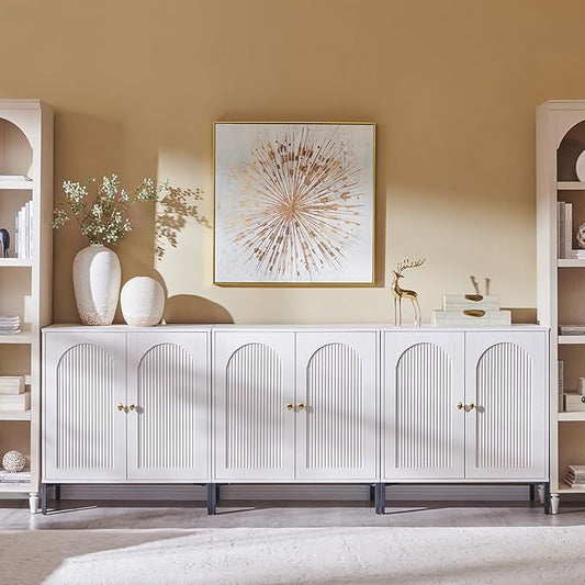 IFGET Modern Buffet Cabinet with Storage, White/ 92.63" W/141LBS
