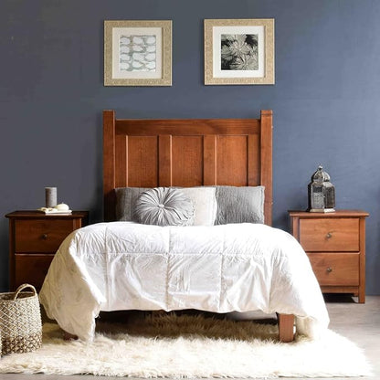 Grain Wood Furniture Shaker Solid Wood Panel Platform Bed, Twin Size, Walnut