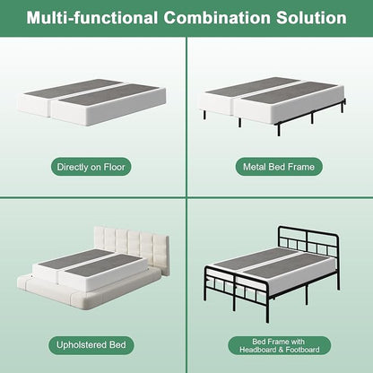 Lutown-Teen 9 Inch Split Queen Box Spring Bed Base, 3500lbs Heavy Duty Metal High Profile Box Spring for Queen Bed Mattress Foundation with Fabric Cover, Noise-Free, Non Slip, Easy Assembly