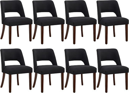 Dining Chair Set of 8,Modern Dining Room Chairs with Thick Cushions,Upholstered Linen Fabric Kitchen Chairs for Kitchen Dining Room Black
