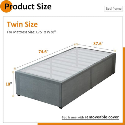 Maenizi 18 Inch Twin XL Bed Frames with Fabric Cover, Heavy Duty Metal Twin XL Platform Bed Frame, No Box Spring Needed, Support Up to 2500 lbs, Easy Assembly, Noise Free, Black