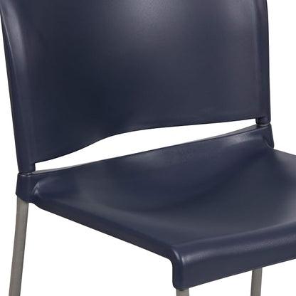 Flash Furniture Hercules Series Contoured Stacking Chairs for Waiting Rooms and Offices, Ergonomic Lobby Chairs with Curved Back, Set of 5, Navy