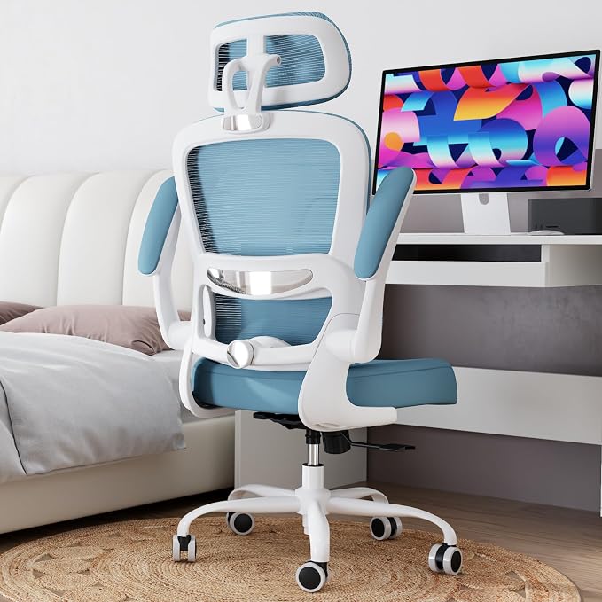TRALT Office Chair Ergonomic Desk Chair, 330 LBS Home Mesh Office Desk Chairs with Wheels, Comfortable Gaming Chairs (1, Sky Blue)