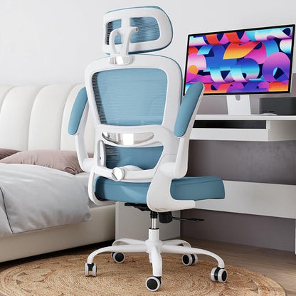 TRALT Office Chair Ergonomic Desk Chair, 330 LBS Home Mesh Office Desk Chairs with Wheels, Comfortable Gaming Chairs (1, Sky Blue)