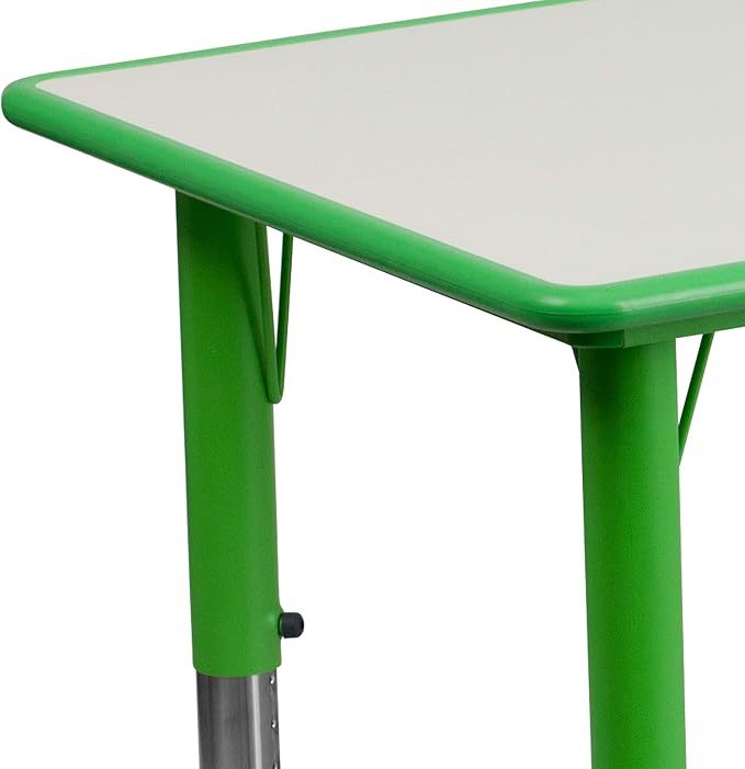 BizChair 23.625x47.25 Green Plastic Height Adjustable Activity Table