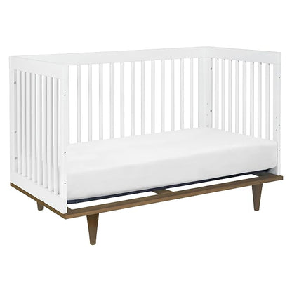 Davinci Marley 3-in-1 Convertible Baby Crib, White Finish & Walnut Legs | GREENGUARD Gold Certified, FSC Certified, Converts to Toddler Bed & Daybed, 4 Adjustable Mattress Heights - Easy Assembly
