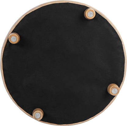 HomePop 28" Button Round Storage Ottoman - Light Camel Faux Leather