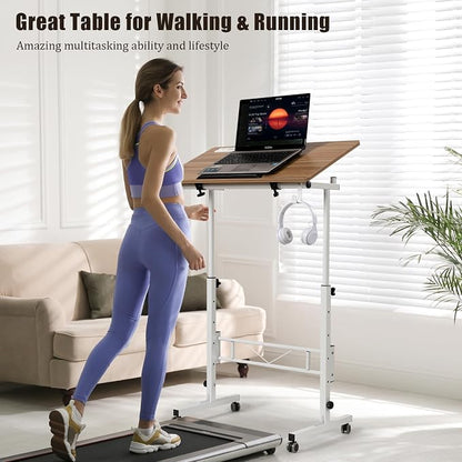 SIDUCAL Standing Desk Height Adjustable with Tiltable Tabletop, Vintage Oak
