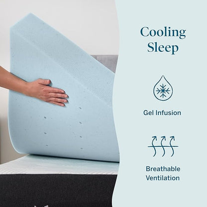 Lucid 4 Inch Memory Foam Mattress Topper, King Size – Cooling Gel Bed Topper – Preassure-Relieving Ultra Plush Feel – Ventilated Breathable Design – CertiPur Certified - Dorm Room Essentials