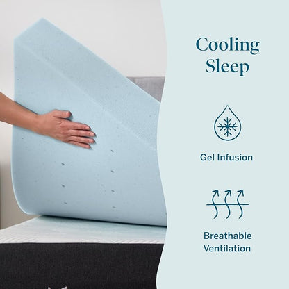 Lucid 4 Inch Memory Foam Mattress Topper, Queen Size – Cooling Gel Bed Topper – Preassure-Relieving Ultra Plush Feel – Ventilated Breathable Design – CertiPur Certified - Dorm Room Essentials