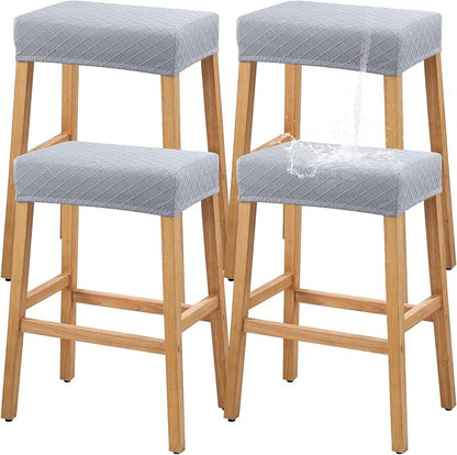 YISUN Stool Covers Rectangle - 4 Pack Stretch Waterproof Saddle Seat Cover Counter Bar Stools Bar Chairs Covers Kitchen Island Chairs Cushion Protector