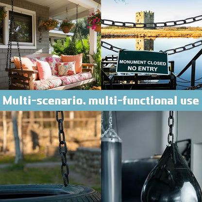 Heavy Duty Porch Swing Hanging Chain Kit (2 Pack) 1500 Lbs Capacity, Up to 7.1ft Length- Rustproof Zinc-Plated, 4 Quick Links & 2 Y-Chain Assemblies, Indoor/Outdoor Hanging Hardware(Black)