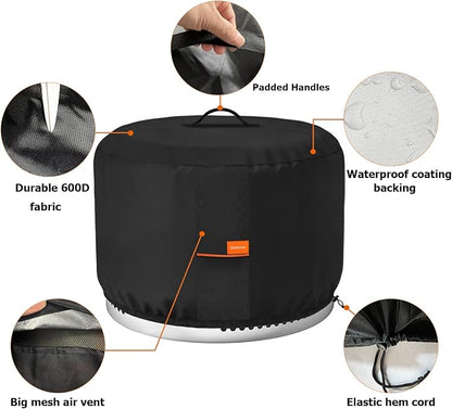 Round Fire Pit Cover,Outdoor 600D Heavy Duty 100% Waterproof Tear-Resistant Solo Stove Bonfire Firepit Covers,Patio Weatherproof Fire Pits Cover for Solo Stove Bonfire,Black