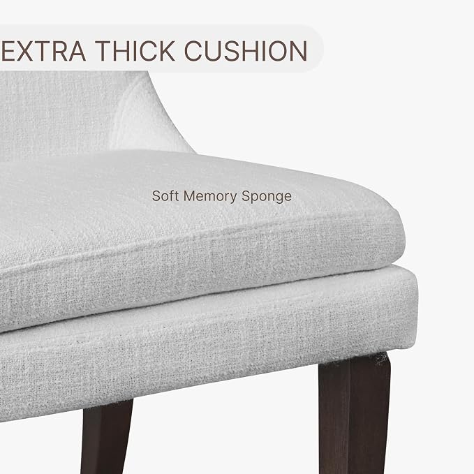 KISLOT Upholstered Dining Chairs Modern Sidechair Performance Fabric High Back Armlesschair for Diningroom Kitchen,White,Set of 2(1 Box)