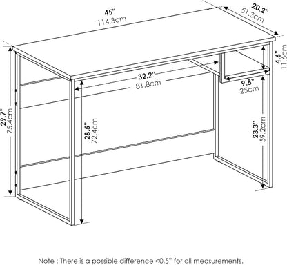 FURINNO Moretti Lifestyle Study Desk, 45 Inches, French Oak Grey