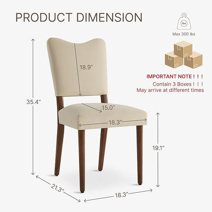 KISLOT Upholstered Dining Chairs Set of 6, Modern Velvet Kitchen Chairs with Solid Wood Legs, High Back Wooden Dining Room Chairs with Dark Walnut Color Legs for Farmhouse Kitchen Dining Room, Linen