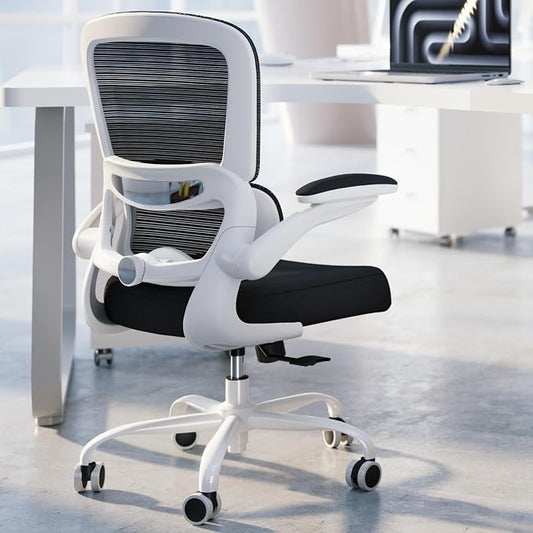 TRALT Office Chair - Ergonomic Desk Chair with Adjustable Lumbar Support, Mesh Computer Chair, Executive Chairs for Home Office Comfortable Lumbar Support (White+Black)